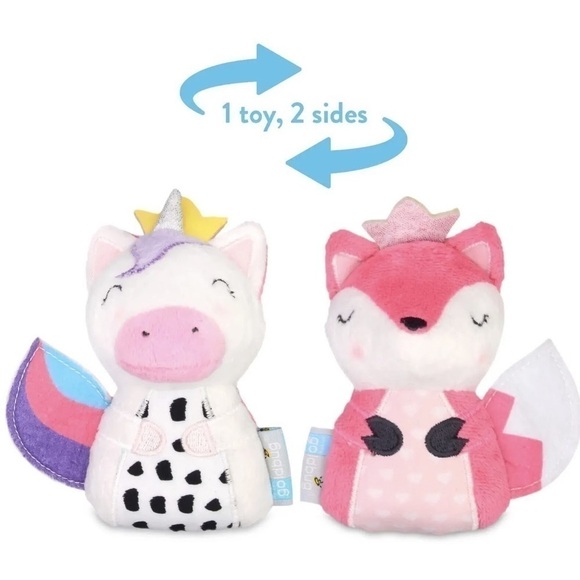 On the Goldbug Flip a Pal Activity Toy 2 in 1 Unicorn Fox Squeaker Sound Sensory - Picture 1 of 12